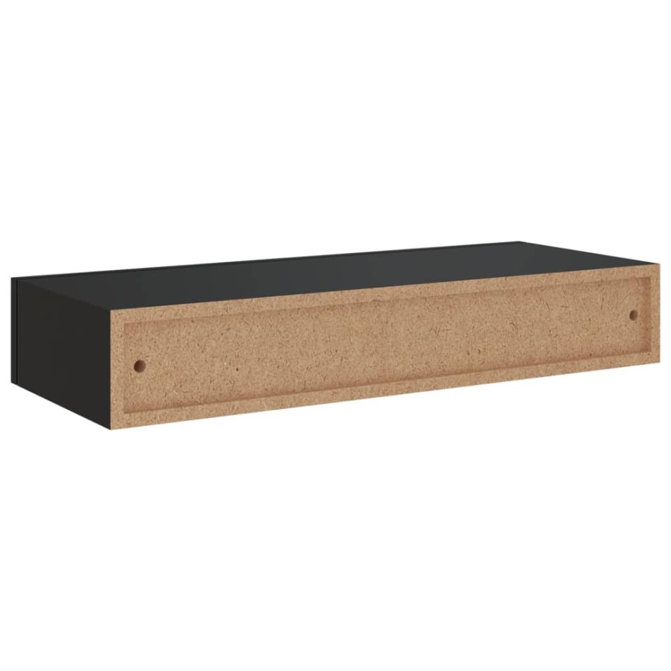 Estantes de pared con cajón 2 uds MDF negro 60x23,5x10