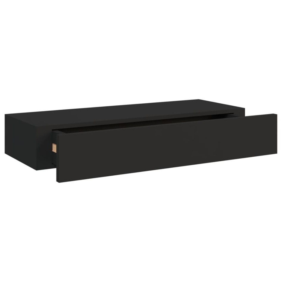 Estantes de pared con cajón 2 uds MDF negro 60x23,5x10