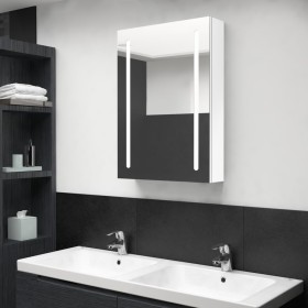 Armario de baño con espejo LED blanco brillante 50x13x70