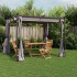 Cenador con cortinas acero gris antracita 3x3
