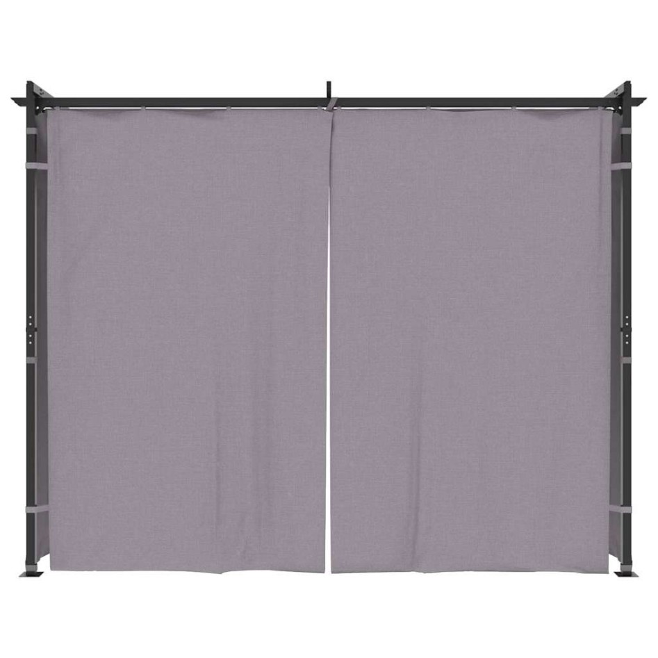 Cenador con cortinas acero gris antracita 3x3