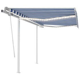 Toldo manual retráctil con luz LED azul y blanco 3,5x2,5