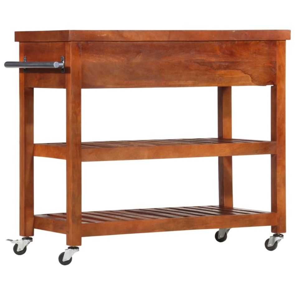 Carrito de cocina de madera maciza de acacia 100x48x89