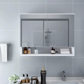 Armario de baño con espejo MDF blanco 80x15x60