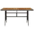 Mesa de jardín ratán PE y acacia maciza gris 130x70x72