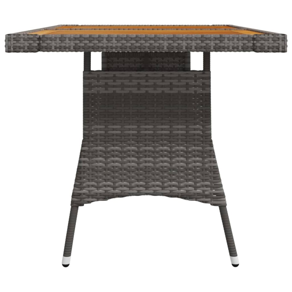 Mesa de jardín ratán PE y acacia maciza gris 130x70x72