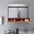 Mueble de baño con espejo LED MDF roble 80x15x60