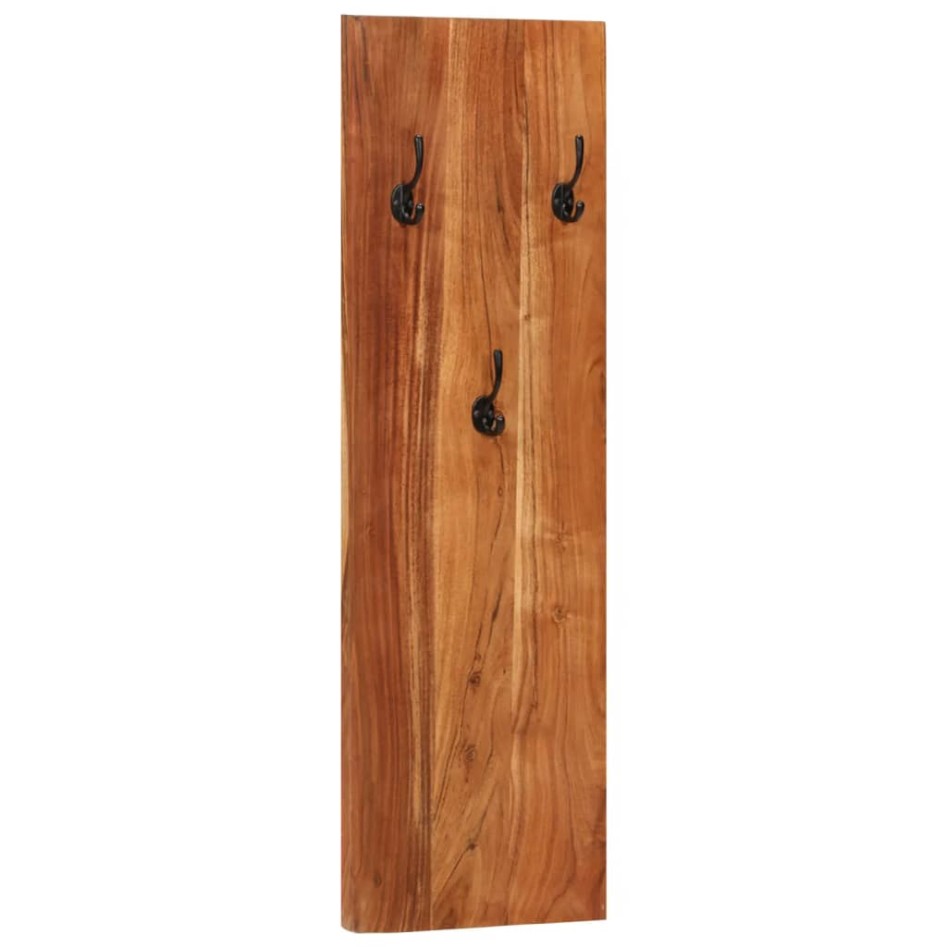 Percheros de pared 2 uds madera maciza de acacia 36x3x110