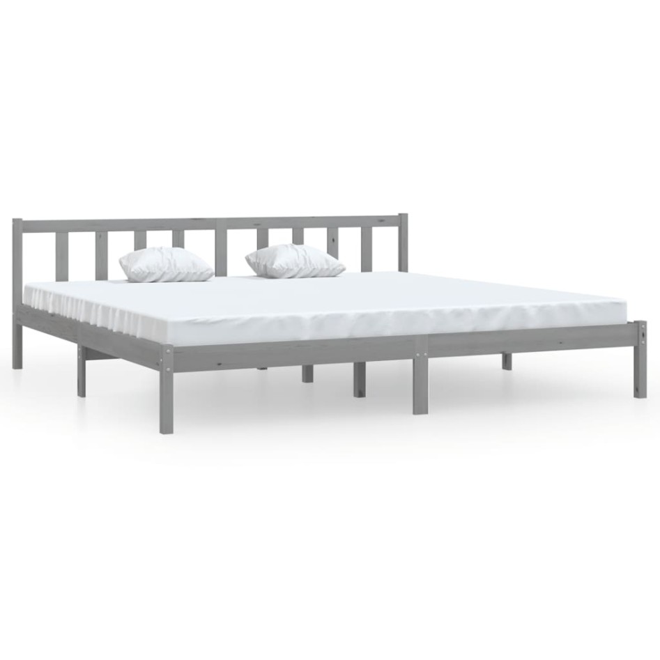 Estructura de cama sin colchón madera maciza gris 200x200