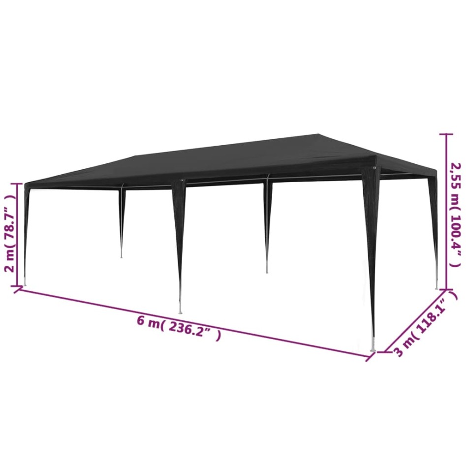 Carpa para fiestas PE gris antracita 3x6