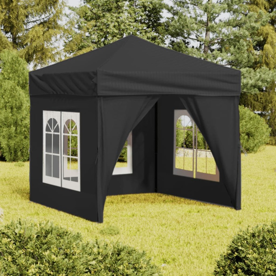 Carpa de fiesta plegable con paredes laterales antracita 2x2
