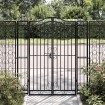 Puerta de jardín de hierro forjado negro 121x8x150 cm