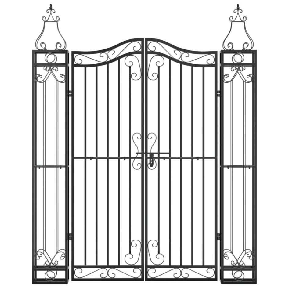 Puerta de jardín de hierro forjado negro 121x8x150