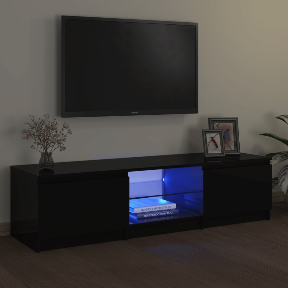Mueble para TV con luces LED negro 140x40x35,5