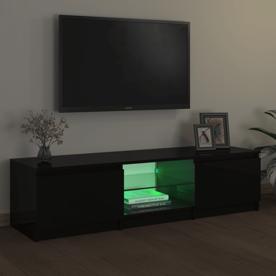 Mueble para TV con luces LED negro 140x40x35,5