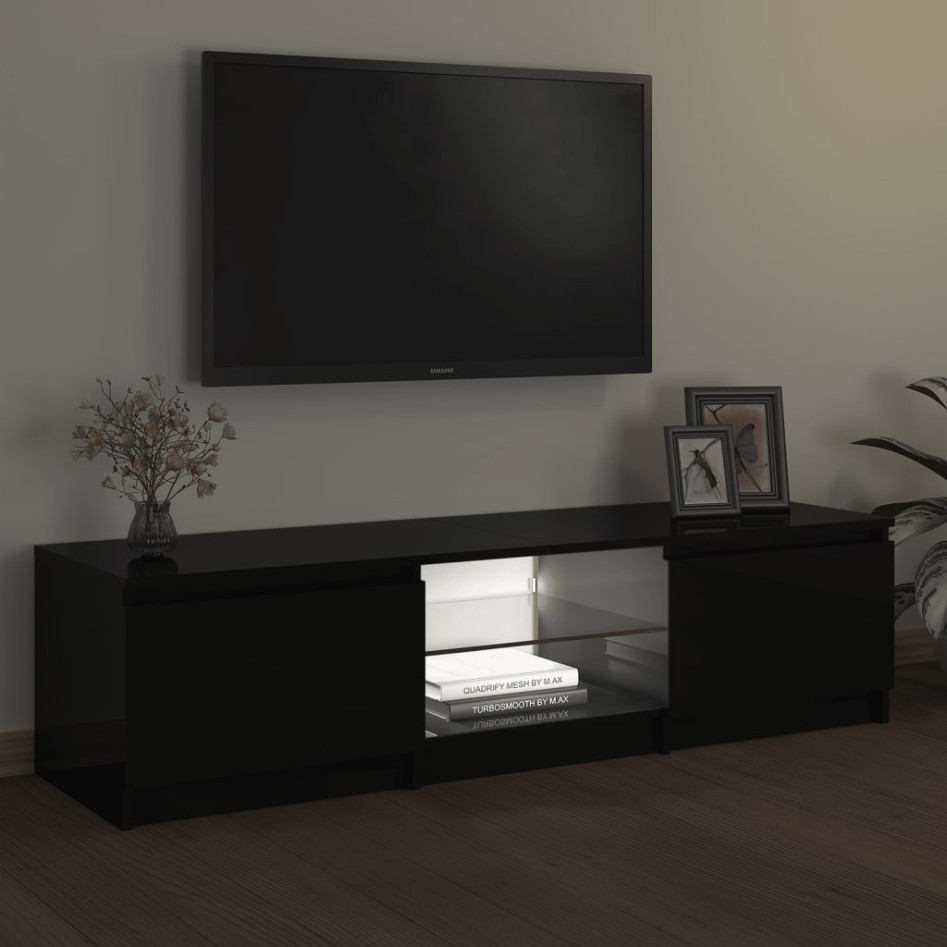 Mueble para TV con luces LED negro 140x40x35,5