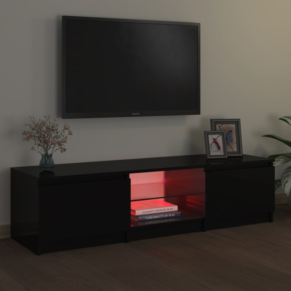 Mueble para TV con luces LED negro 140x40x35,5