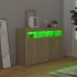 Aparador con luces LED roble Sonoma 115,5x30x75