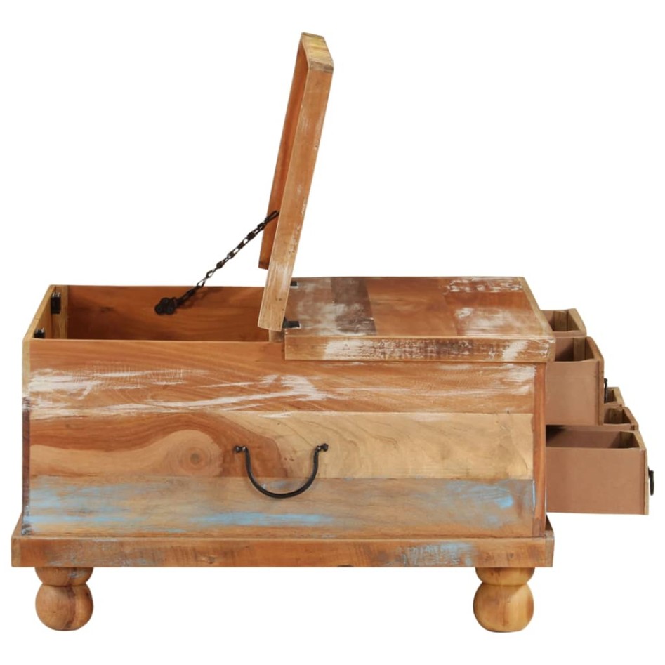 Mesa de centro de madera maciza reciclada 70x70x38