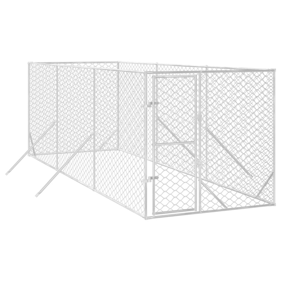 Perrera de exterior acero galvanizado plateado 2x6x2