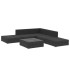 Set muebles de jardín 6 piezas y cojines ratán sintético