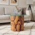 Mesa de centro de madera flotante de teca maciza 60