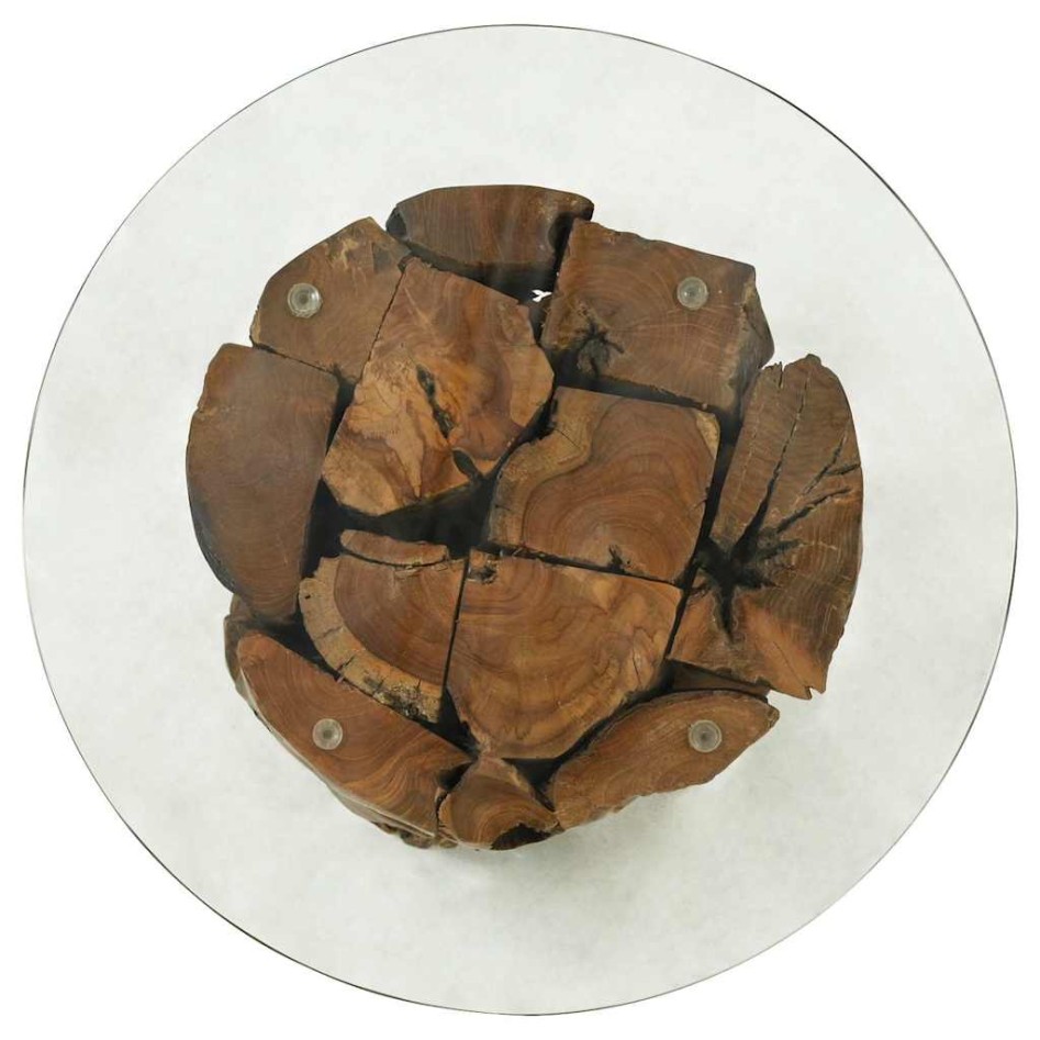 Mesa de centro de madera flotante de teca maciza 60