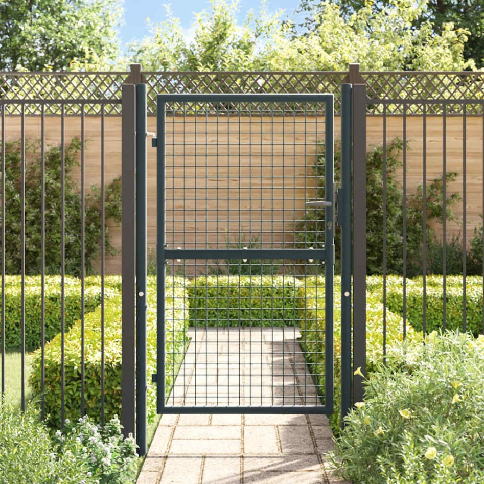 Puerta de malla de jardín acero galvanizado gris 100x200