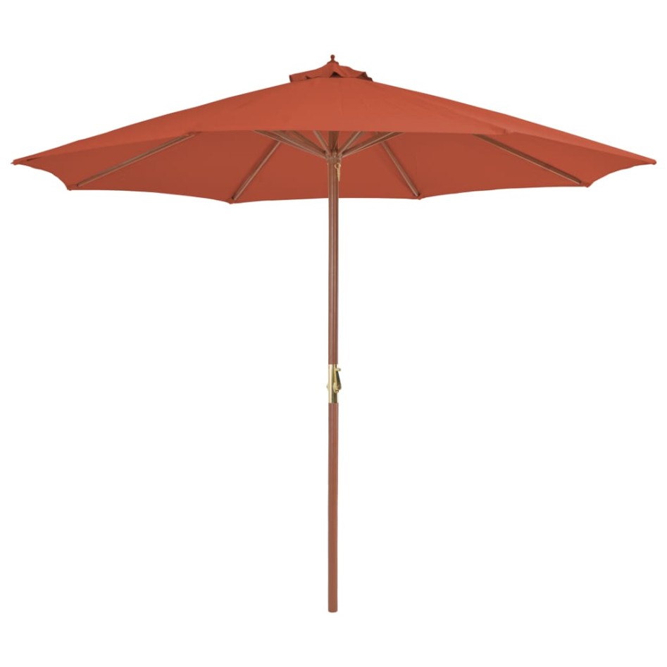 Sombrilla de jardín con palo de madera terracota 300