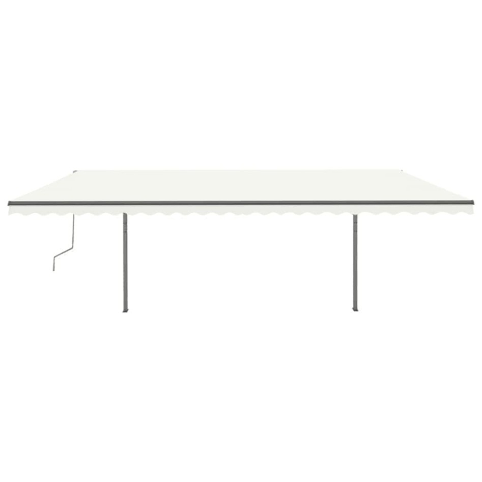 Toldo manual retráctil con postes color crema 3,5x2,5