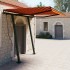 Toldo manual retráctil con postes naranja y marrón 3,5x2,5