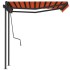 Toldo manual retráctil con postes naranja y marrón 3,5x2,5