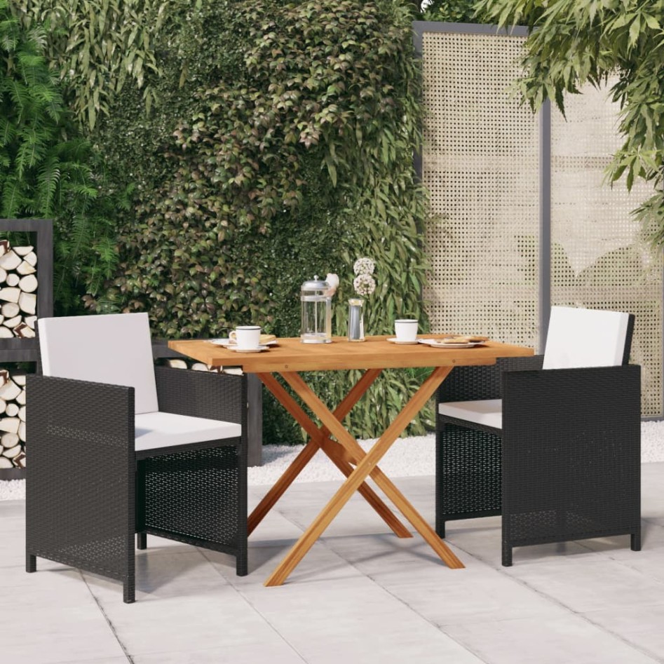 Set de comedor de jardín 3 piezas con cojines