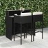 Set muebles bar jardín 3 piezas y cojines ratán sintético