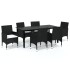 Set de comedor de jardín 7 pzas y cojines ratán sintético