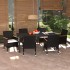 Set de comedor de jardín 7 pzas y cojines ratán sintético