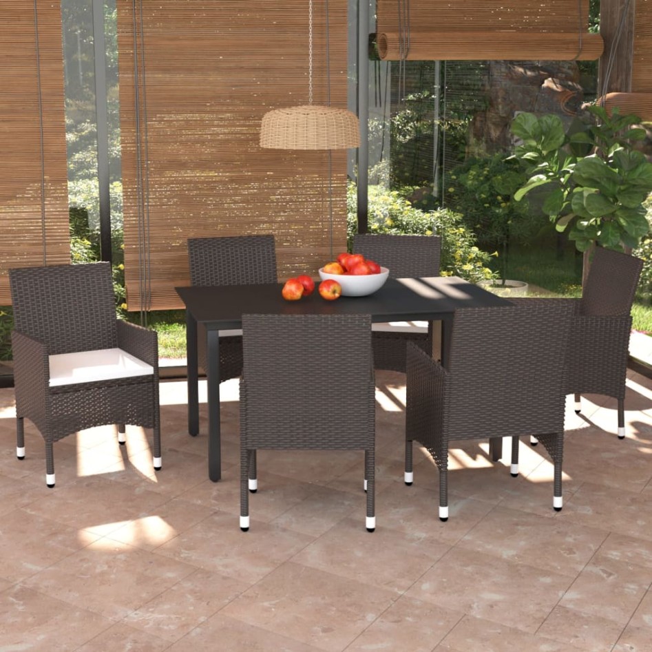 Set muebles de jardín con cojines 7 pzas ratán sintético