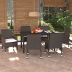 Set muebles de jardín con cojines 7 pzas ratán sintético marrón