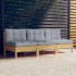 Sofá de jardín de 3 plazas con cojines madera maciza pino