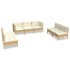 Muebles de jardín 7 pzas y cojines madera maciza de pino