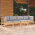 Juego de muebles de jardín 4 pzas y cojines madera maciza