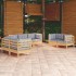 Juego de muebles de jardín 7 pzas y cojines madera maciza