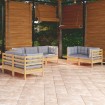 Juego de muebles de jardín 7 pzas y cojines madera maciza pino