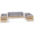 Juego de muebles de jardín 7 pzas y cojines madera maciza