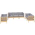 Juego de muebles de jardín 7 pzas y cojines madera maciza