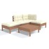 Muebles de jardín 5 pzas y cojines madera de pino marrón