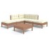 Muebles de jardín 6 pzas y cojines madera de pino marrón