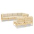 Muebles de jardín 7 pzas y cojines madera maciza de pino
