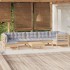 Juego de muebles de jardín 8 pzas y cojines madera pino