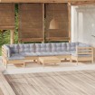 Juego de muebles de jardín 8 pzas y cojines madera pino gris